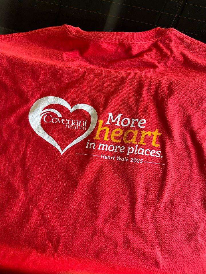 Covenant Health Heart Walk 2025 t-shirt, back