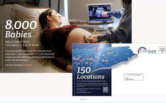 Covenant Health Numbers campaign, babies and locations creative