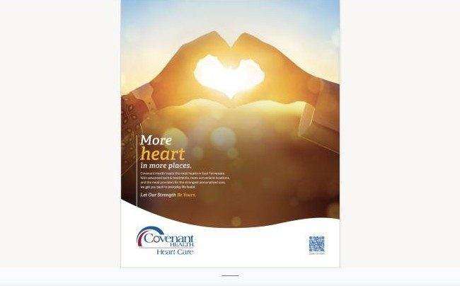 Covenant Health Heart campaign in-facility banner, hands