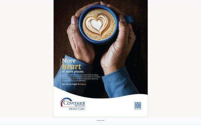 Covenant Health Heart campaign print ad, latte art