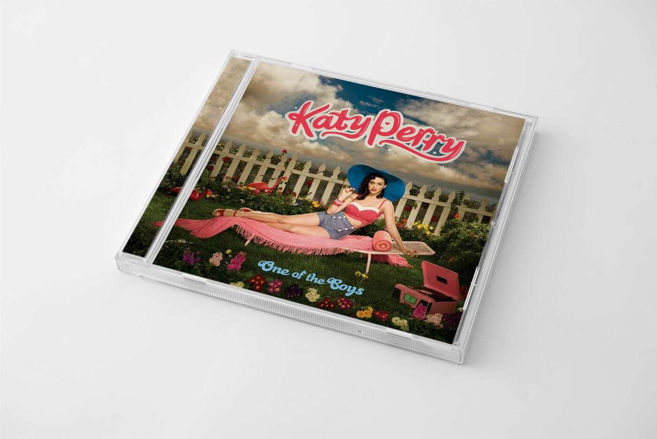 Katy Perry One of the Boys CD case, front cover on white background