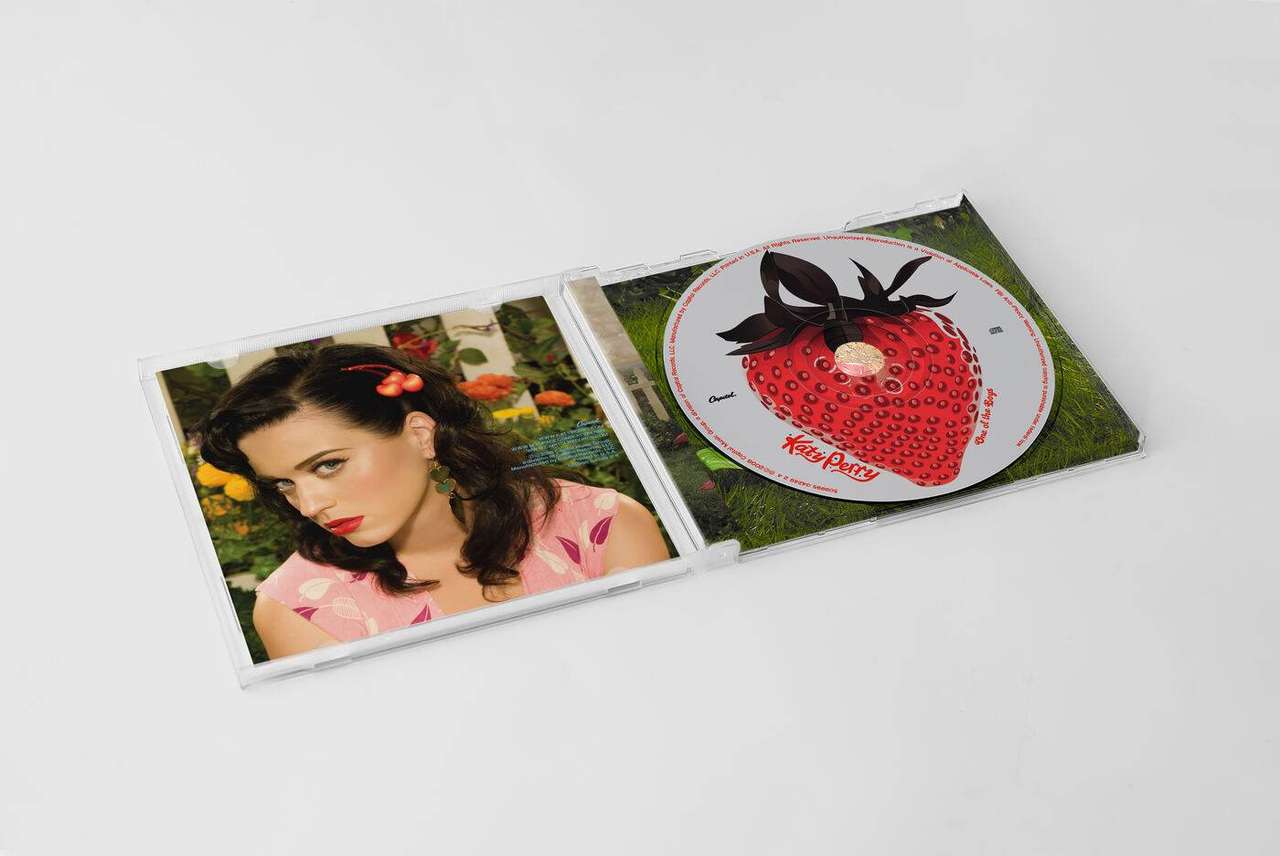 Open CD case interior booklet portrait and CD label